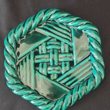 Varnished ceramic trivet from Vallauris and 2 bottle coasters.