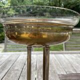 Antique Centerpiece Fruit Bowl in Gilded Brass with Fine Chiseled Glass Bowl