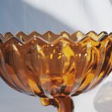 Indiana Glass Amber Lotus Blossom Bowl vintage Art Deco