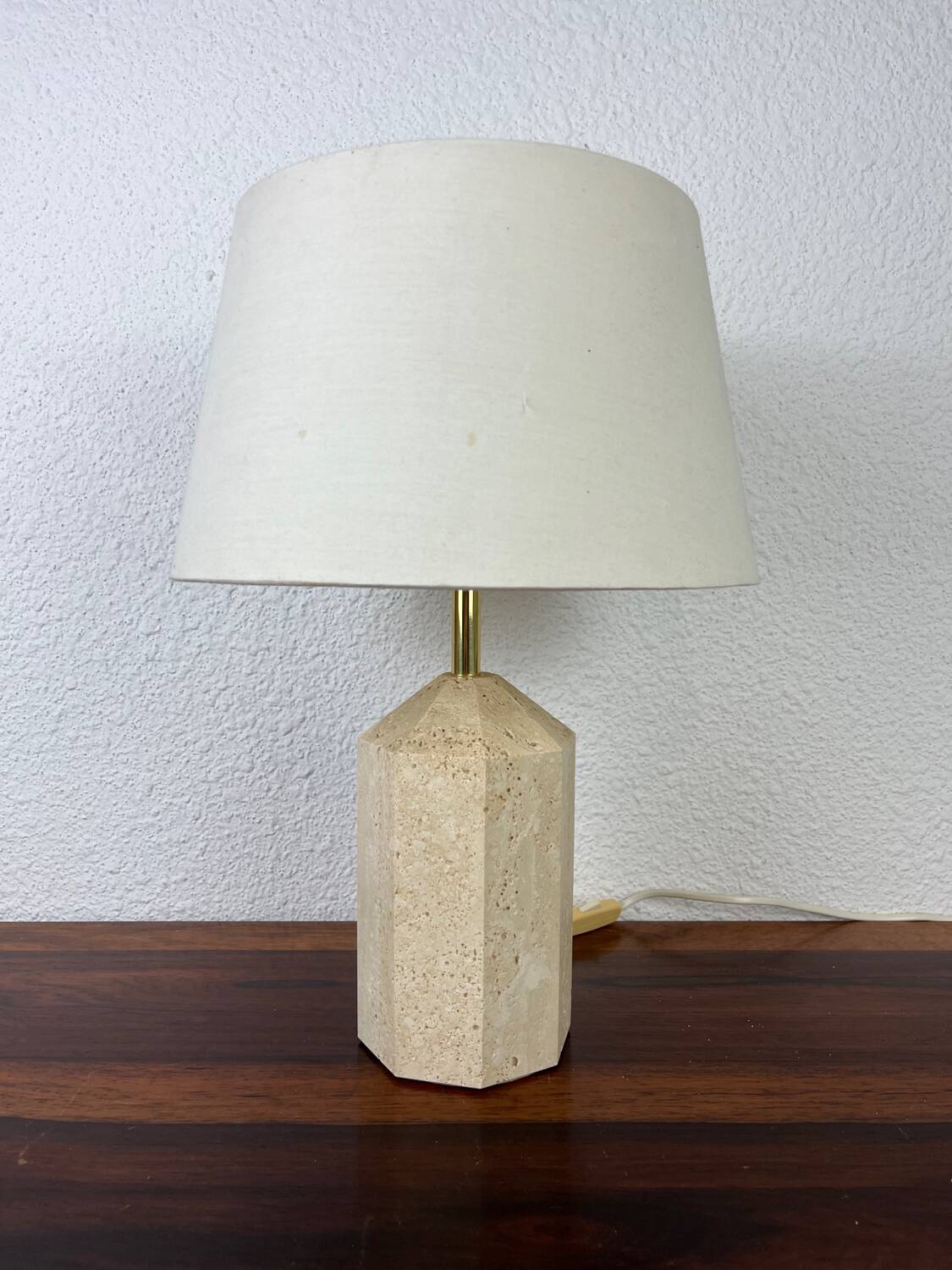 Lampe en travertin, années 80