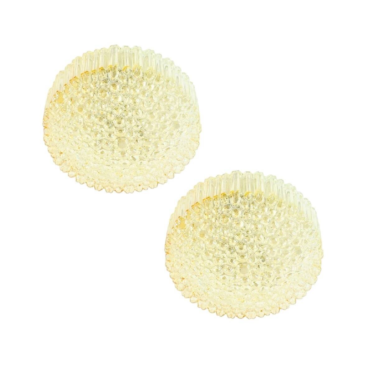 Mid-Century Amber Bubble Glass Ceiling Light by H.Tynell for Limburg, 1960s