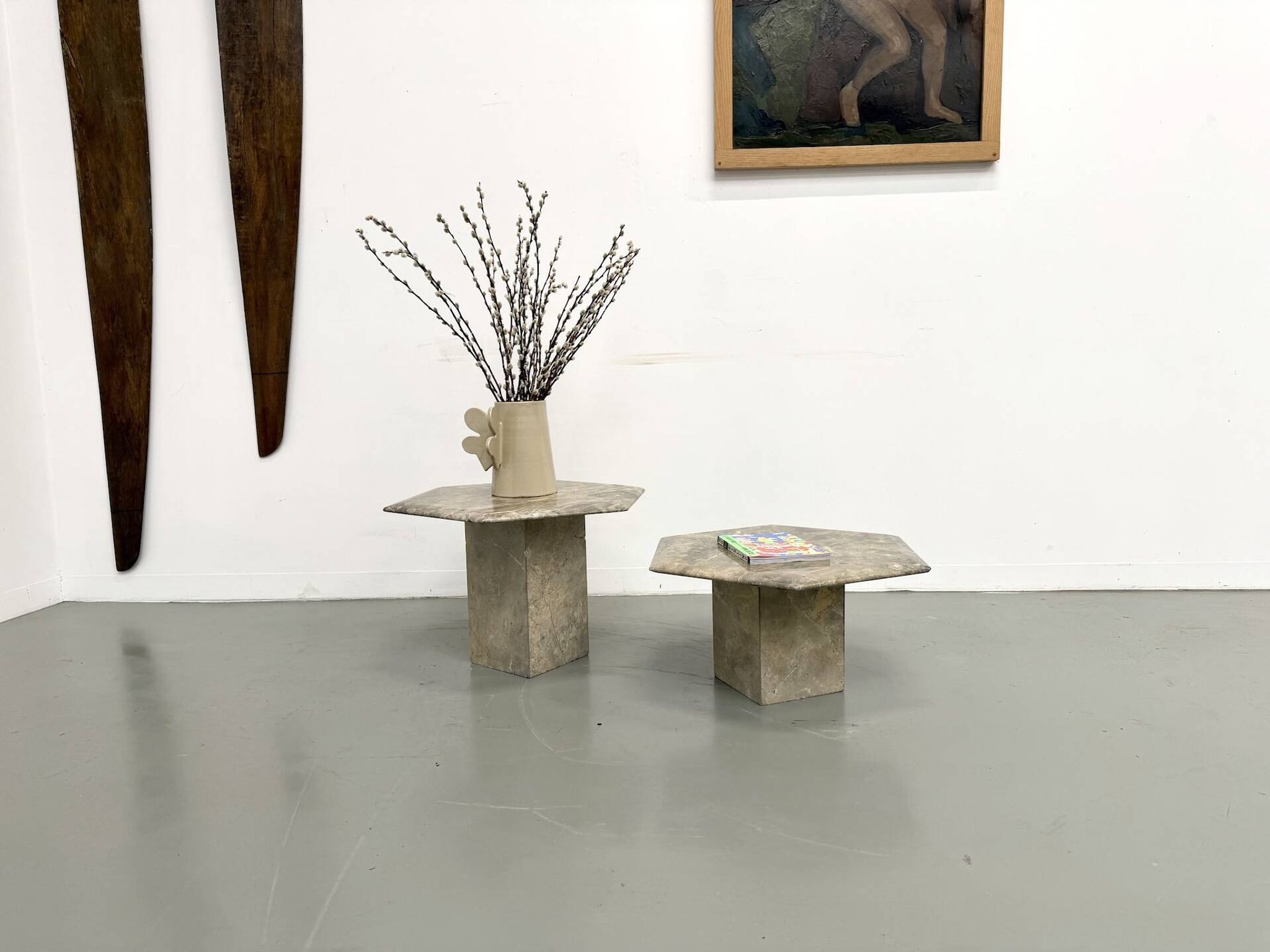 Paire de tables basses italiennes en marbre, circa 1970