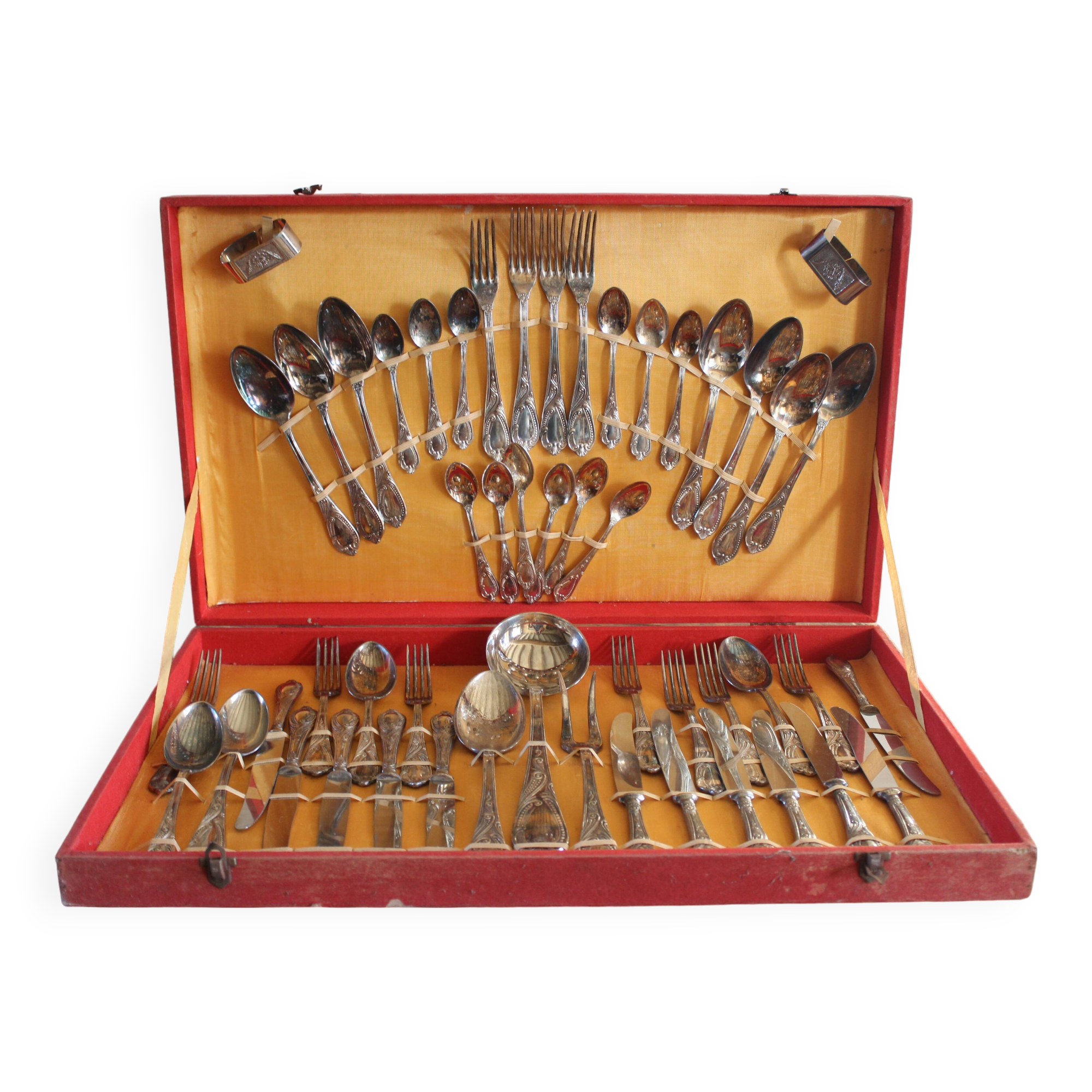 Ménagère de 51 pièces en métal argenté, vintage