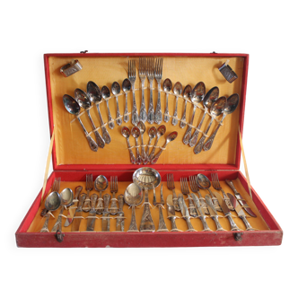 51-piece silver-plated cutlery set, vintage