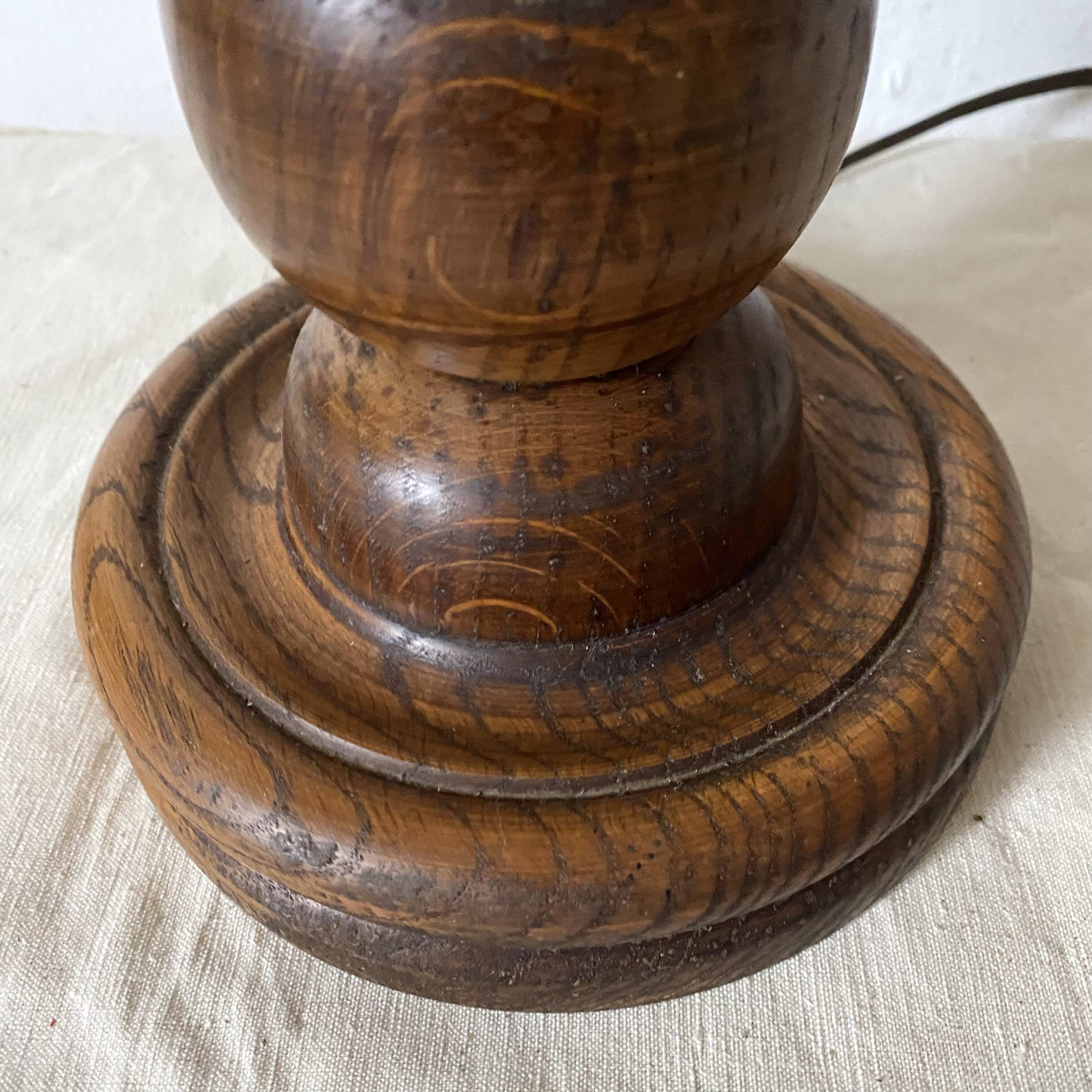 Lampe vintage bois tourné 56 cm , 1970