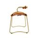 Bar stool with a vintage brass backrest and natural brown leather.