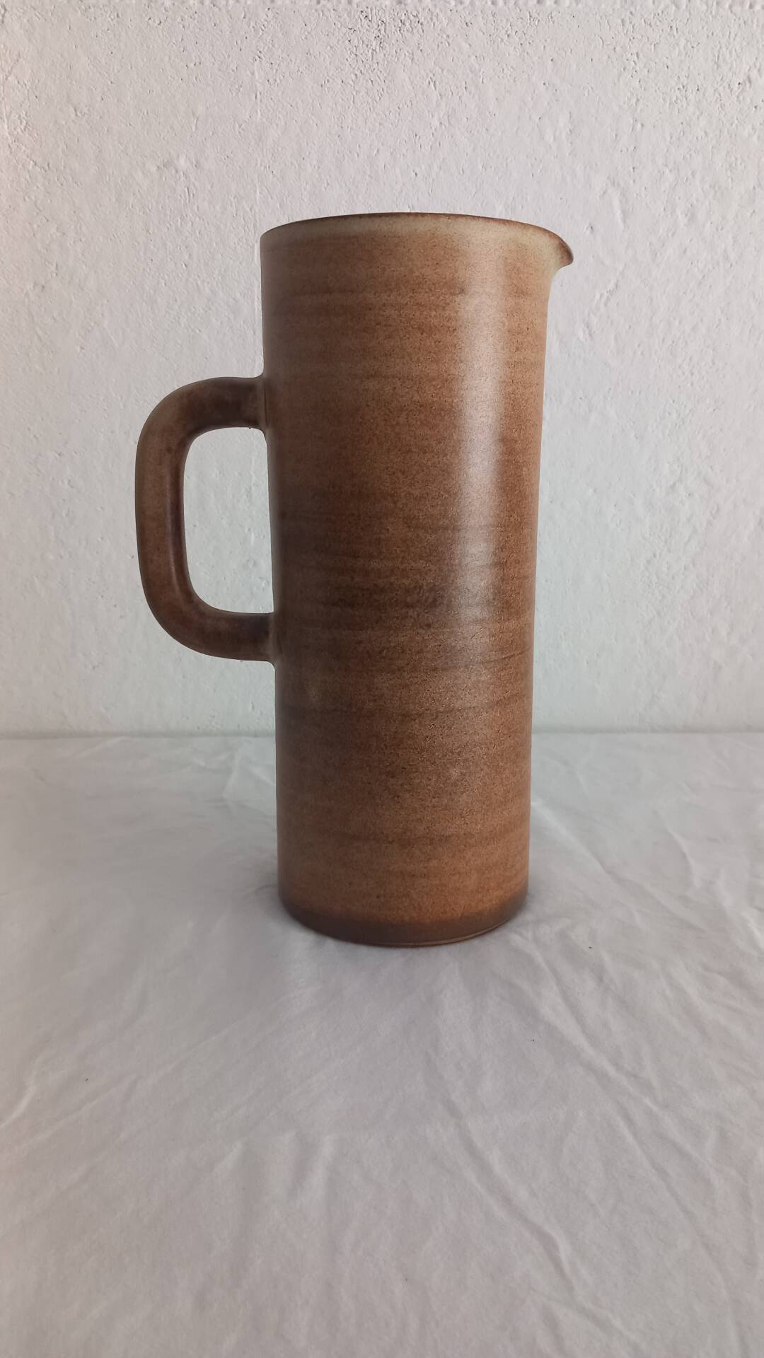 Pichet, vintage stoneware vase from Vallauris – Fonck & Matéo, thistle decoration from the 1970s.