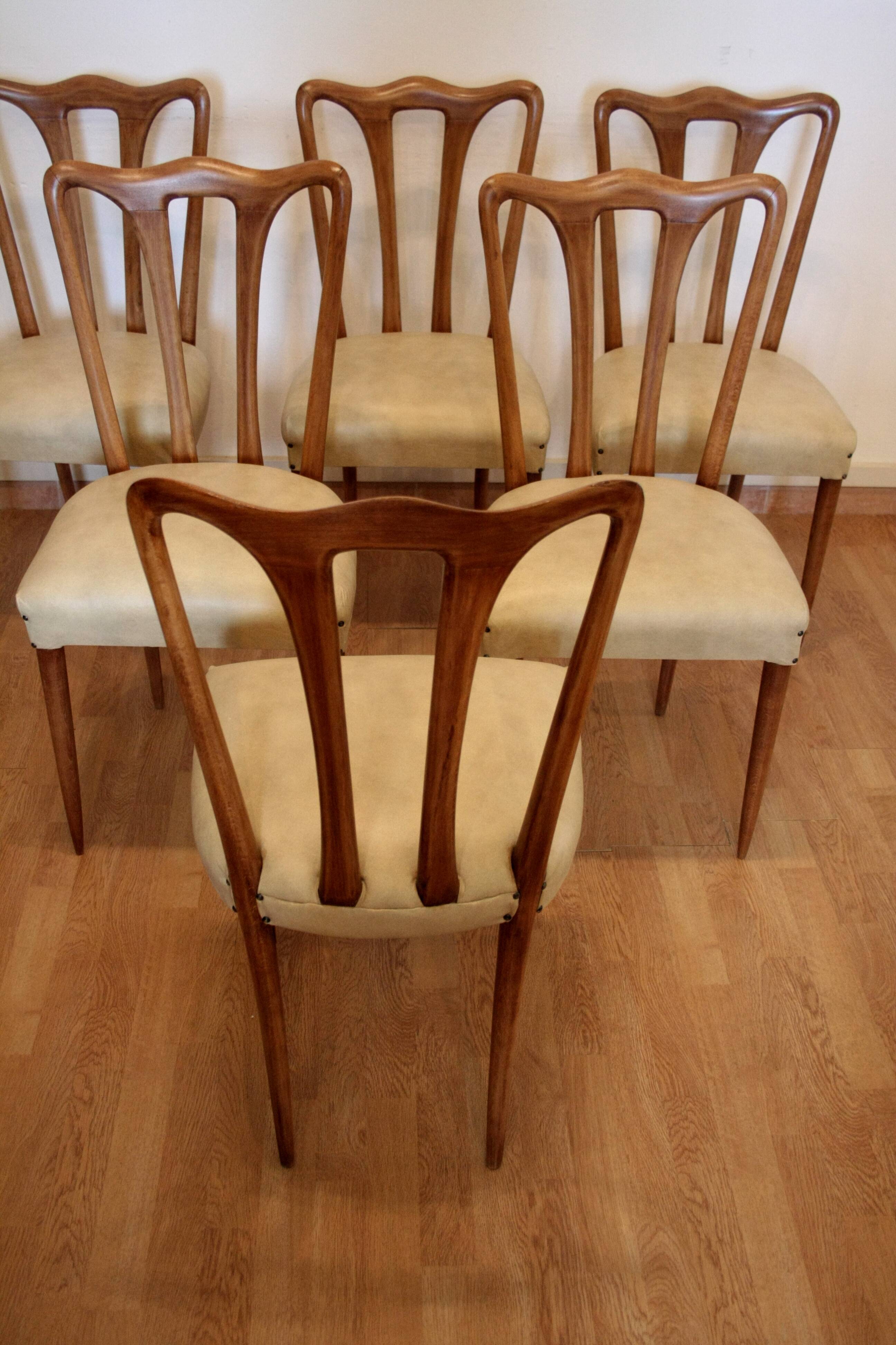 Set of 6 mid-century modern chairs, Italy, 1960s