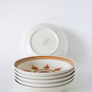 Set of 6 Longchamp flowered deep plates, Orange, 1970