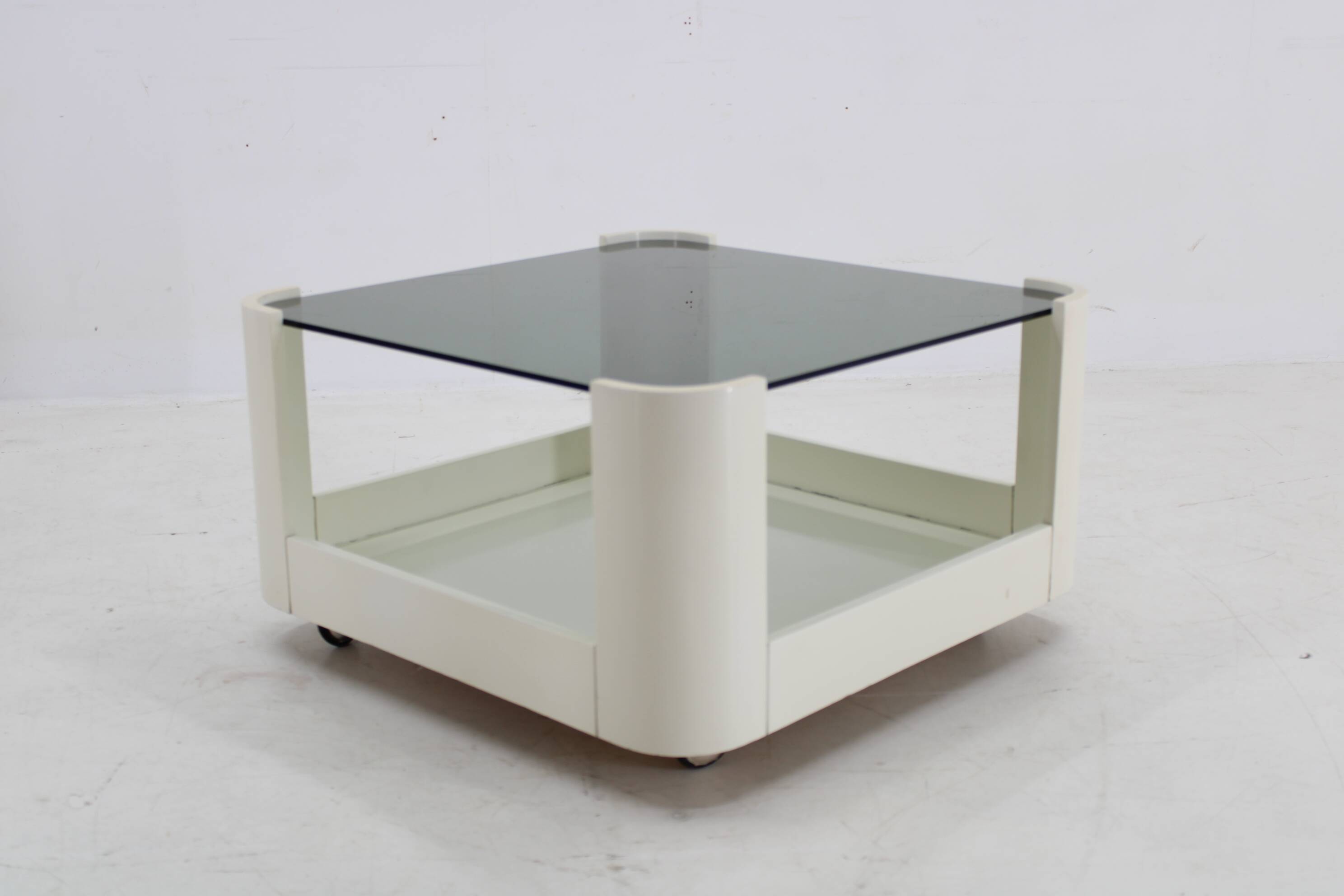 1970s Italian Square Glass Coffee Table