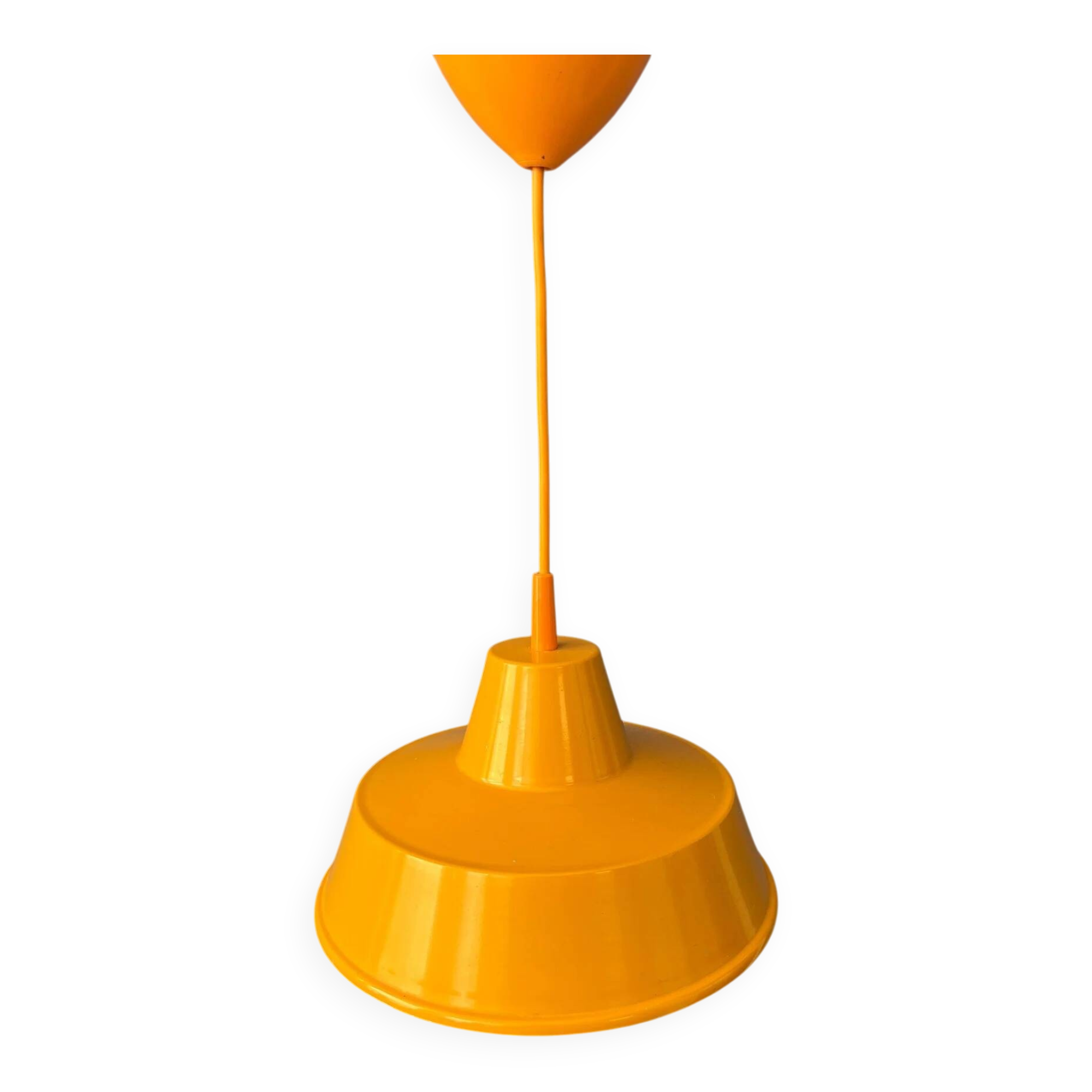 Small vintage yellow industrial pendant lamp