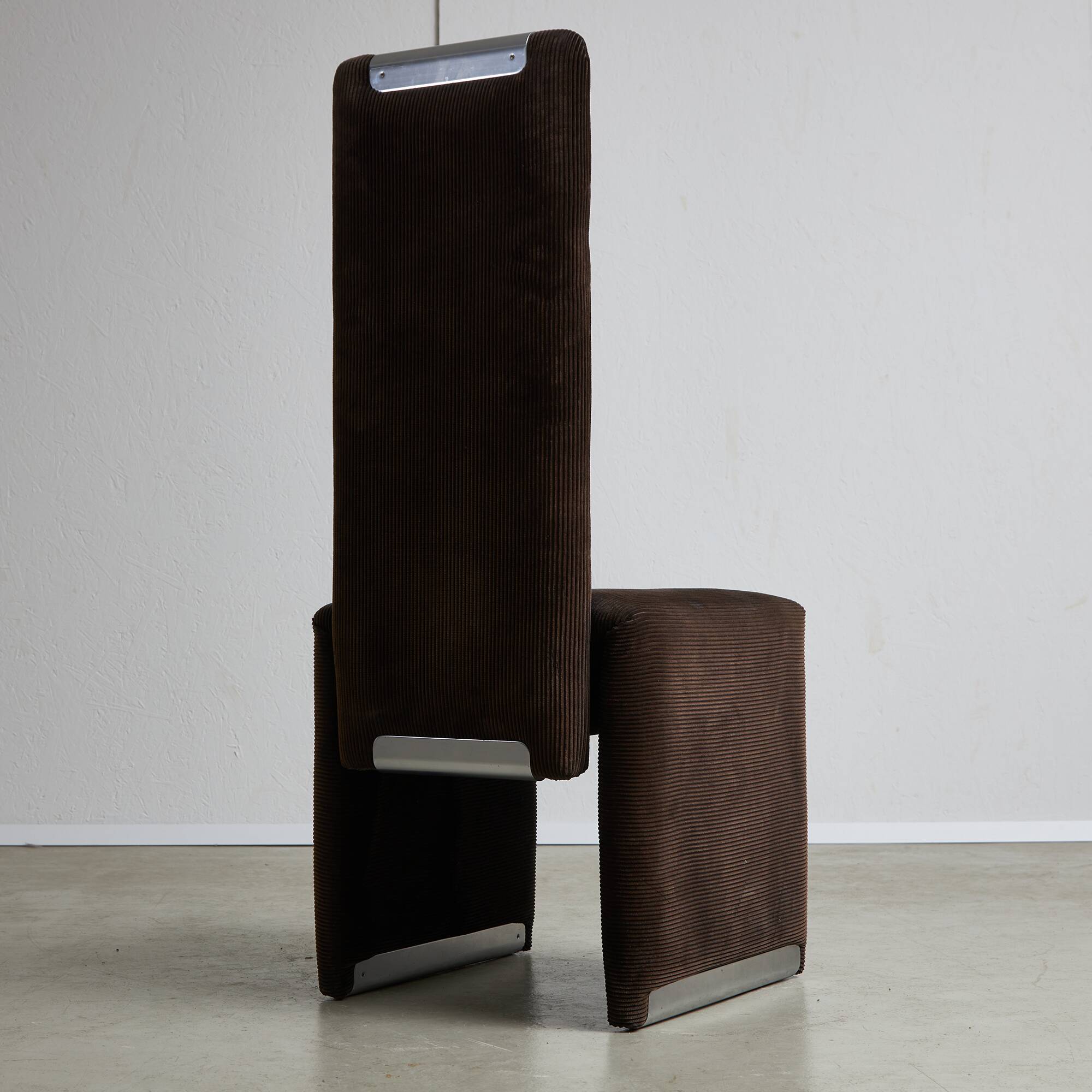 Italian Corduroy Chairs with Chrome Details by Luigi Saccardo, 1970s