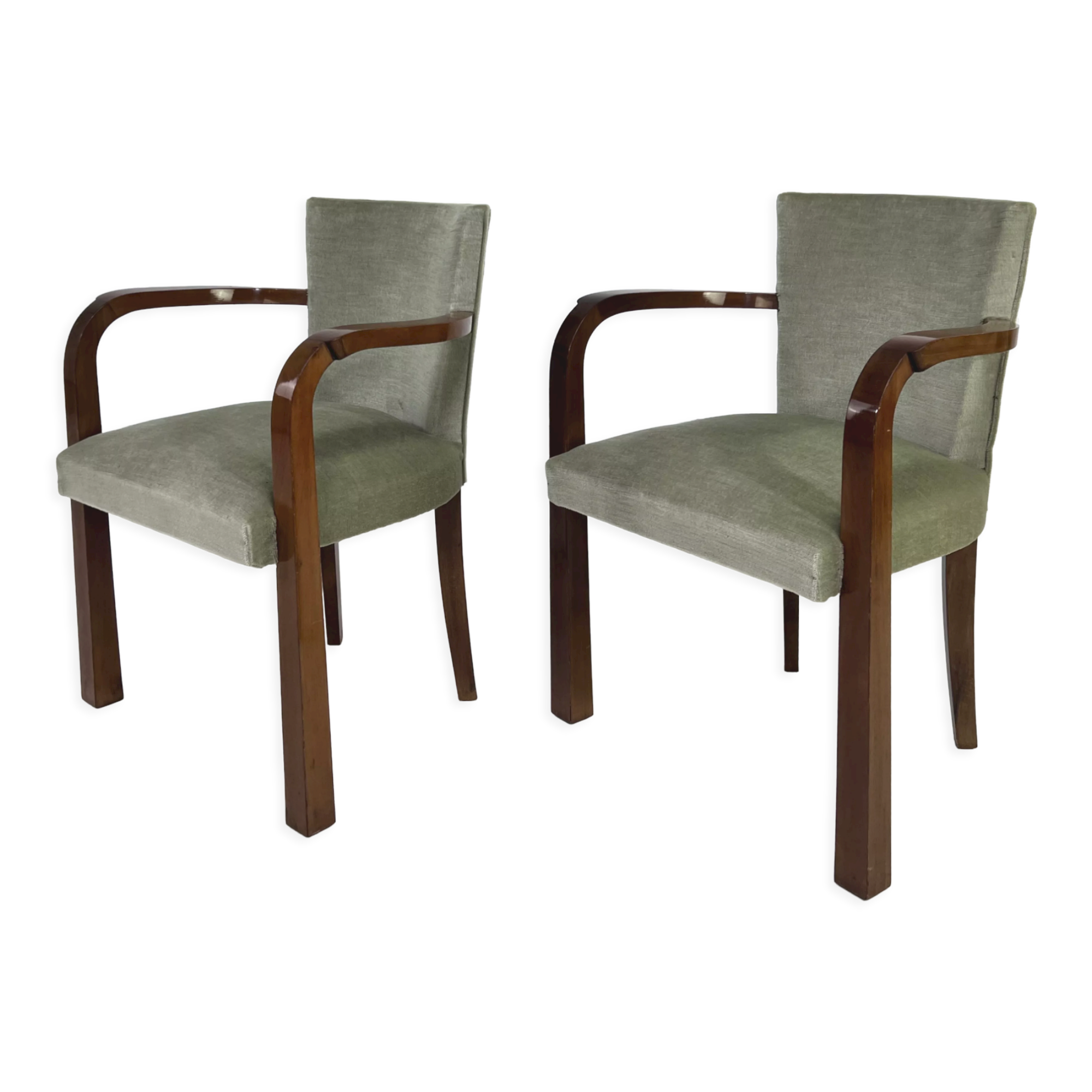 Pair of armchairs art deco 30/40 in wood and velvet