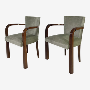 Pair of armchairs art deco 30/40 in wood and velvet