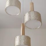 Brass suspension with 3 lampshades in granite resin