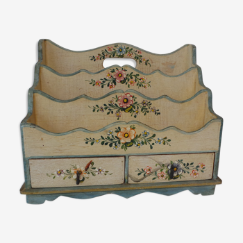 Range lettre courrier de bureau en bois decor floral