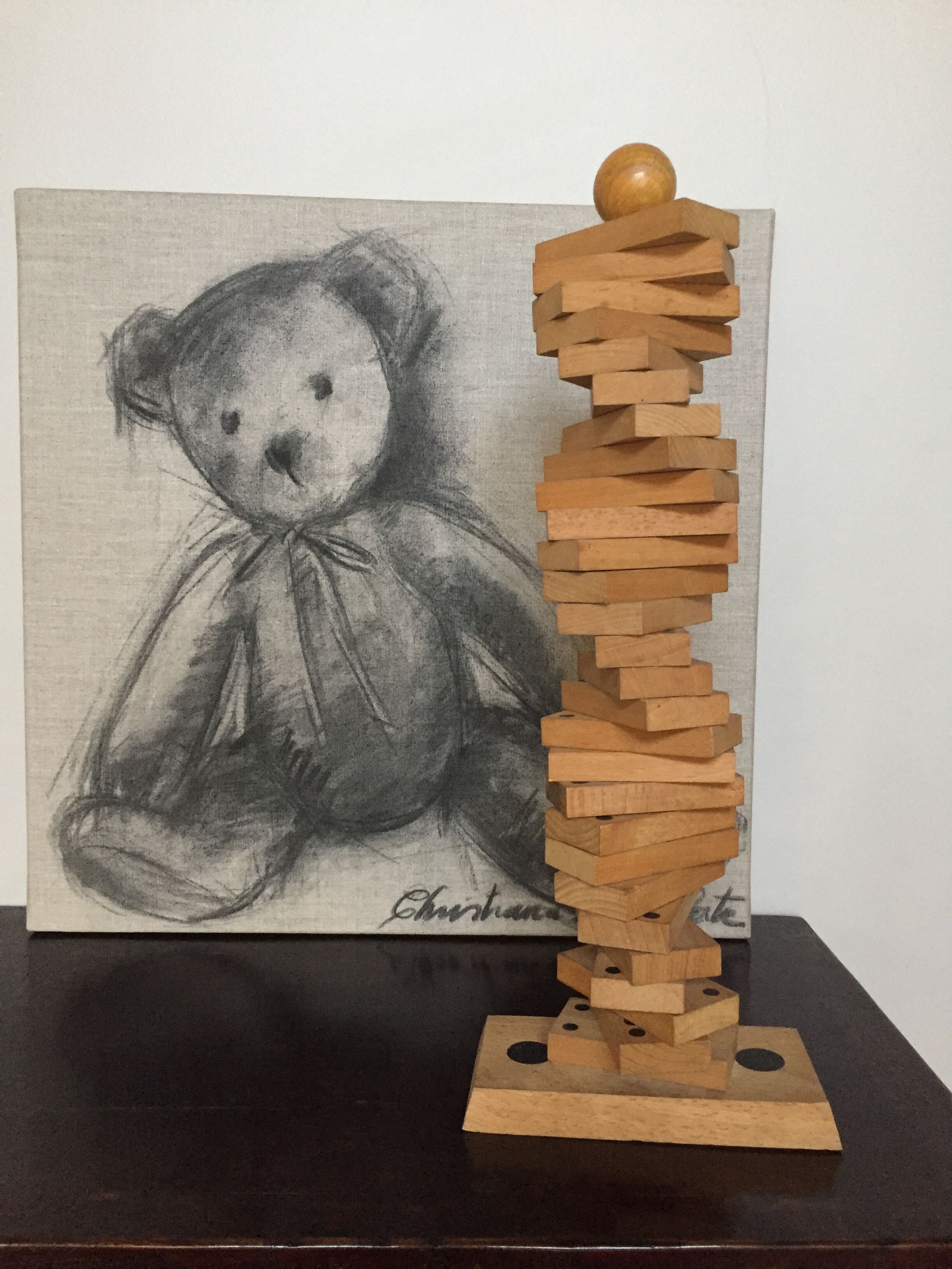 Jeu de dominos ancien en bois et vertical