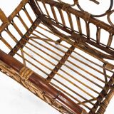Italian Bamboo & Rattan Magazine Rack, 1950s