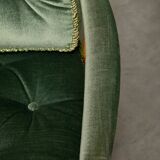 Fauteuils Skrindan en hêtre et velours vert, par Kerstin Hörlin-Homquist, Suède