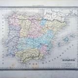 L'Espagne, carte ancienne, imprimée en 1852.