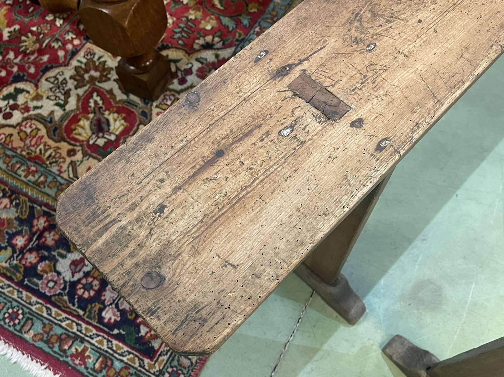 Pair of late 19th century farmhouse table benches in fir