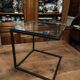 Coffee table end of sofa harness design 1970 metal and glass marked pierre chevalier