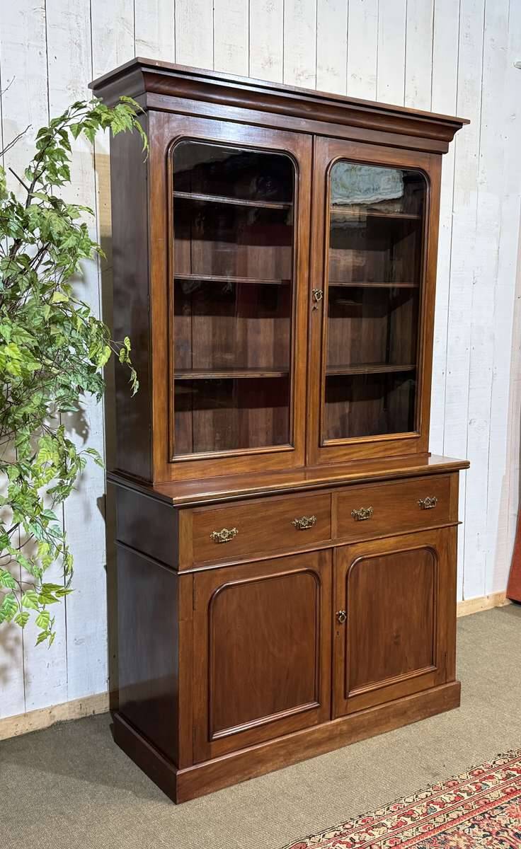 Victorian 19th-century mahogany two-body library