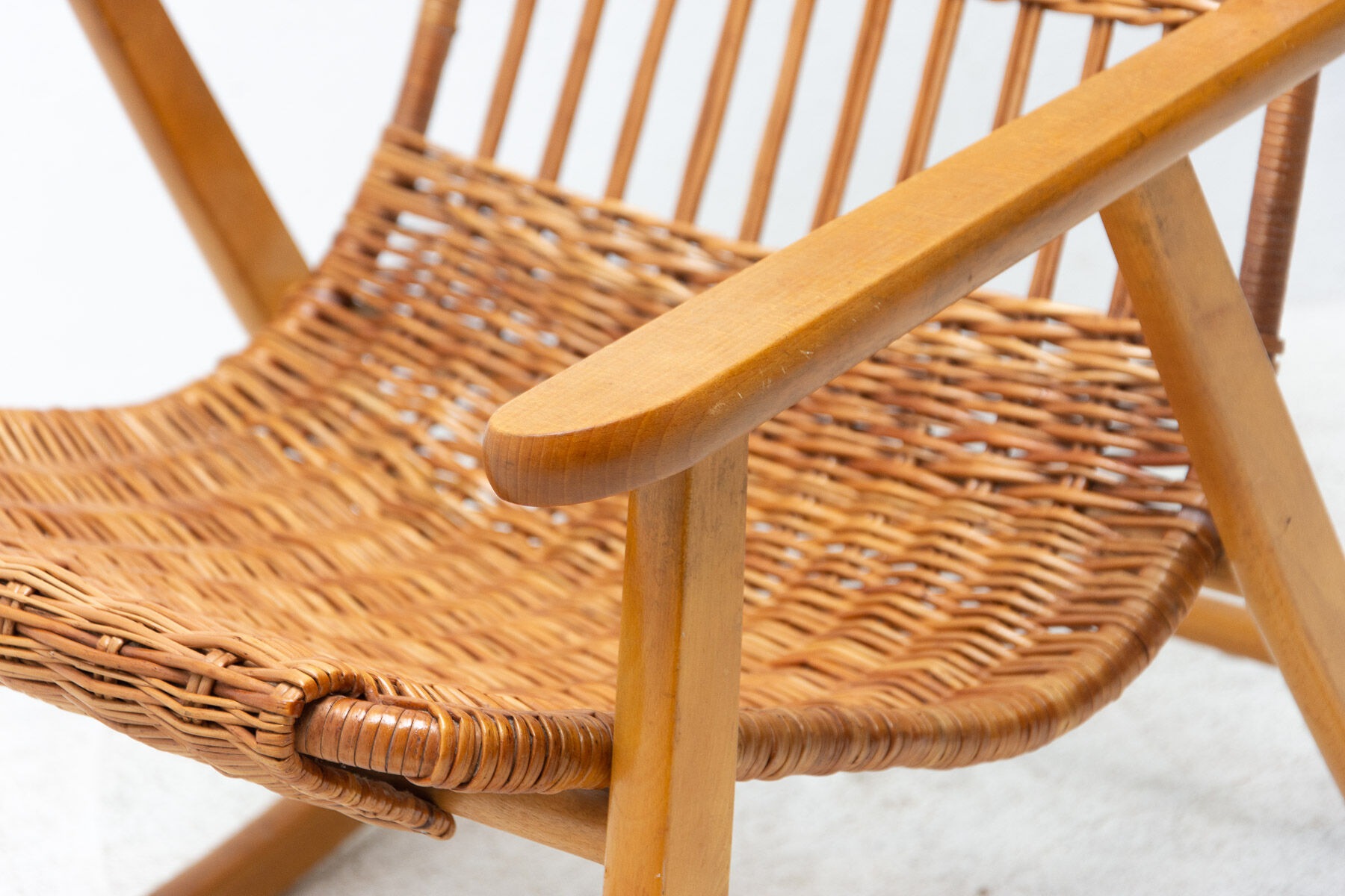 Mid-Century Wicker Rocking Chair, Czechoslovakia, 1970's
