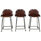 3x Leather Bar Stool for Les Arc Ski Resort, Selected by Charlotte Perriand