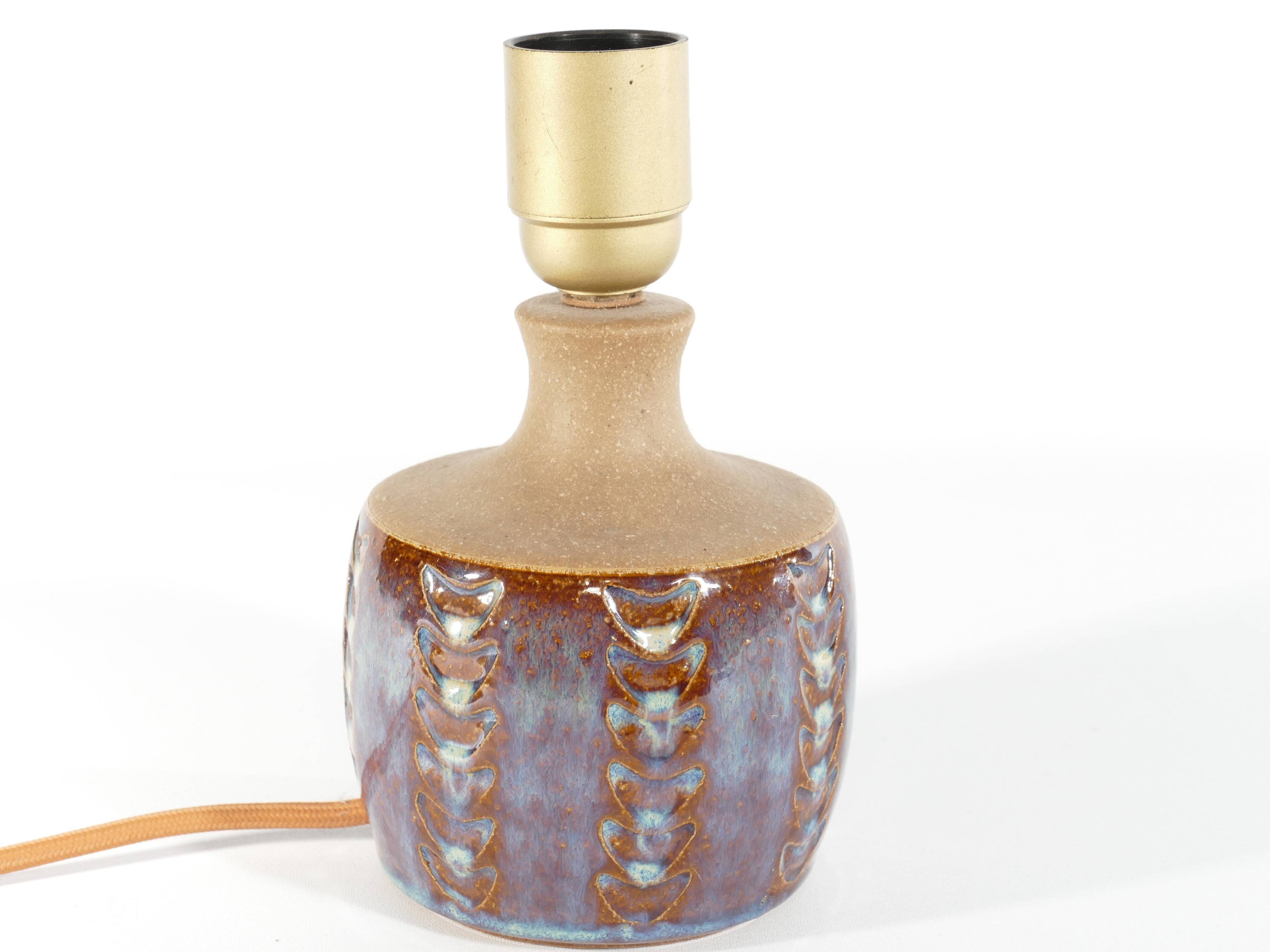 Scandinavian Modern Blue Glazed Stoneware Table Lamp, Søholm Stentøj, 1960s