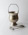 Vintage 1930s silver-plated ice bucket, decorative pattern, with claw-shaped tongs.