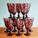 Set of 12 amethyst La Rochère glasses from Lyon