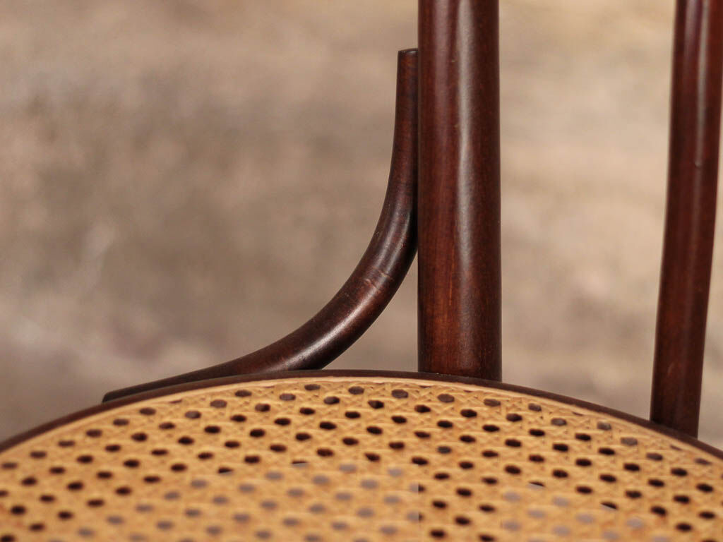 Curved wooden chair and tuna-