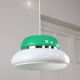 Italian Space Age Lamp in Green in White & Green Plexiglas and Chrome, 70s