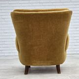 1960s, Danish relax chair, original honey yellow furniture velour.