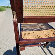 Lot de 2 chaises pliantes en bois et cannage