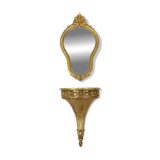 Gilded Baroque Style Mirror With Console Acanthus France