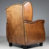 Set of 2 sheepskin club armchairs