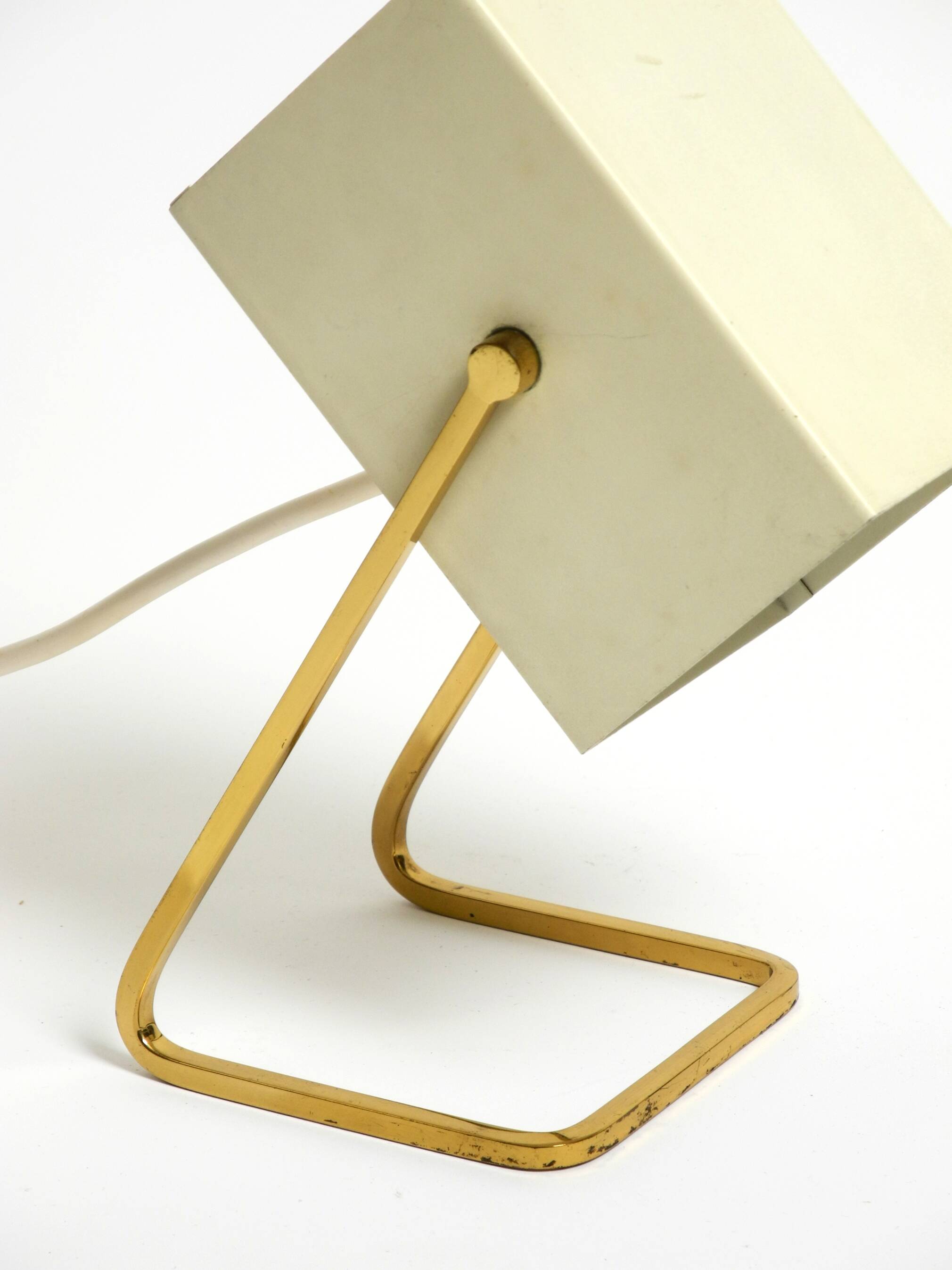 Great Mid Century metal bedside lamp with brass base by Kaiser Leuchten