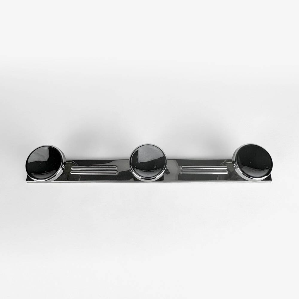 3-headed chrome-plated metal coat hook from the 70s