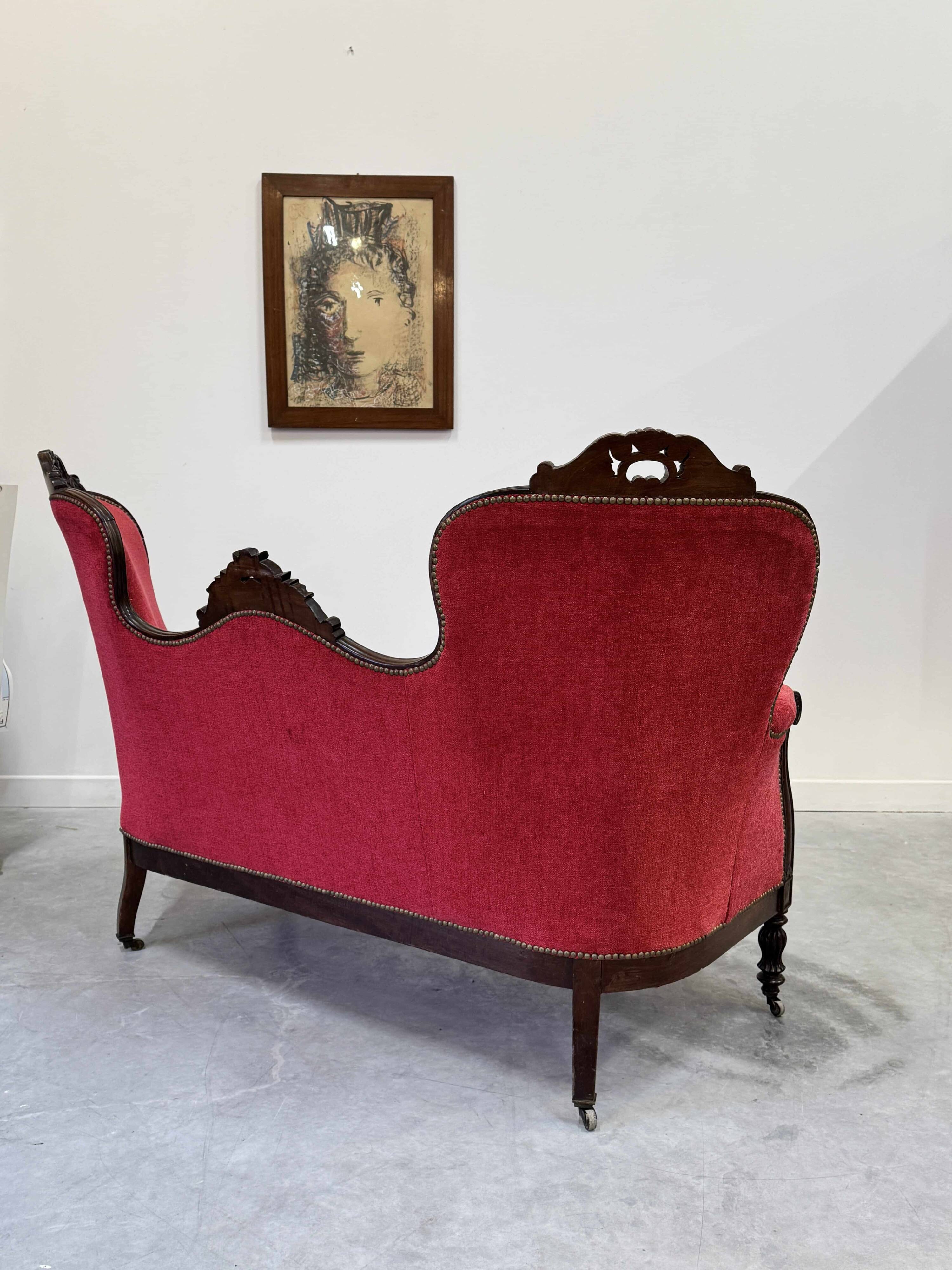 Antique Louis-Philippe velvet sofa