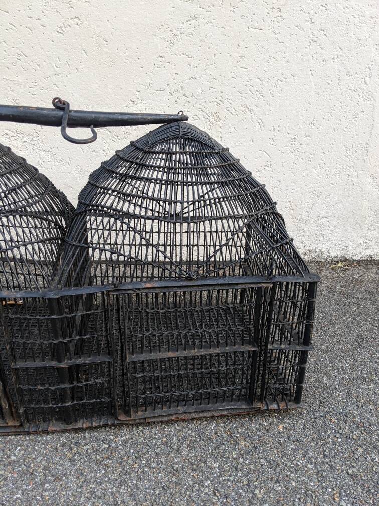 Double bird cage black iron old country decoration ethnic domes