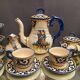 Tea service full coffee earthenware Quimper Henriot cups sugar bowl pot milk jar