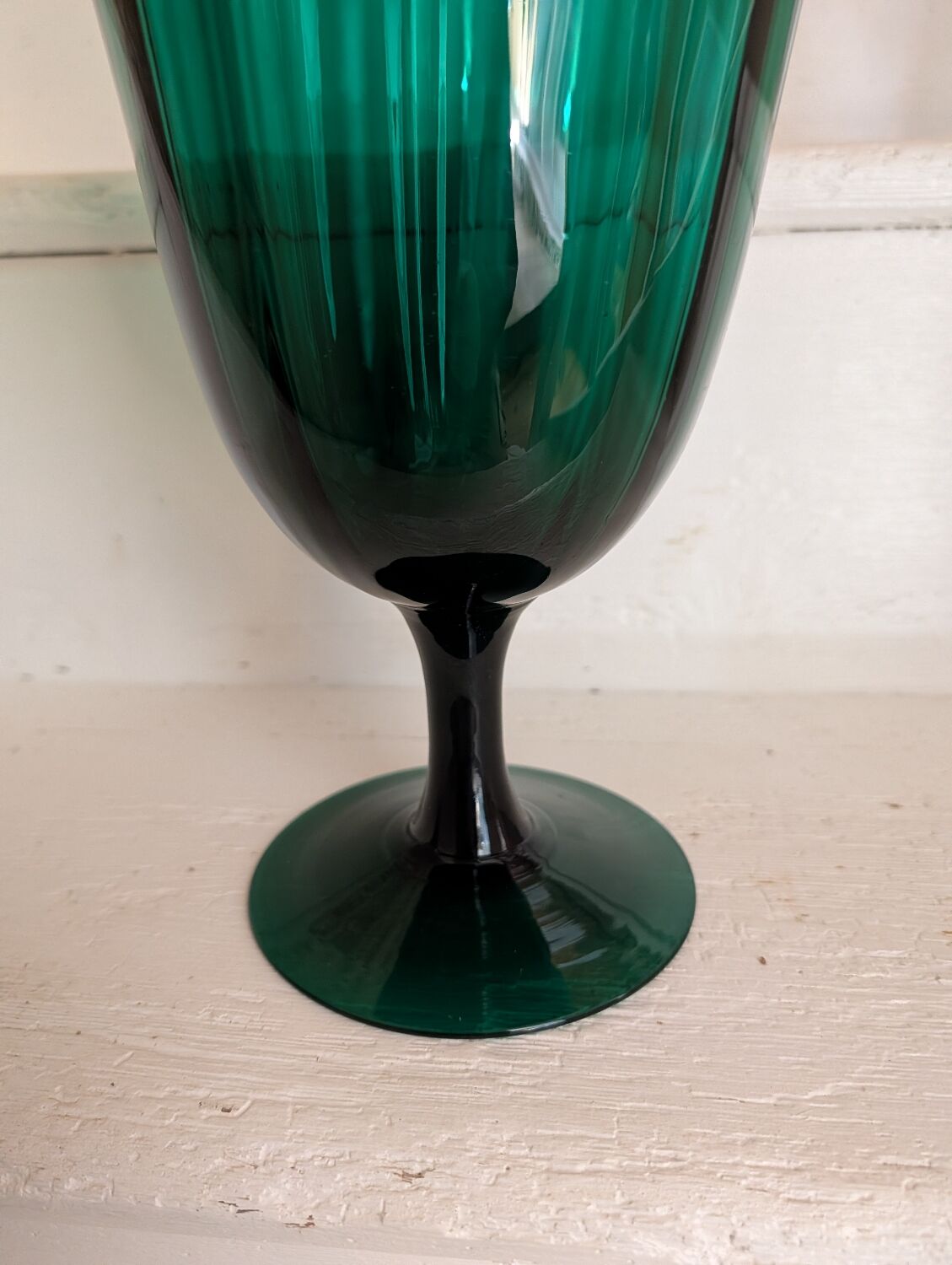 Green chalice vase from the 1970s.