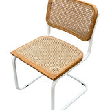 Cesca chair b32 model in white and wood by Marcel Breuer