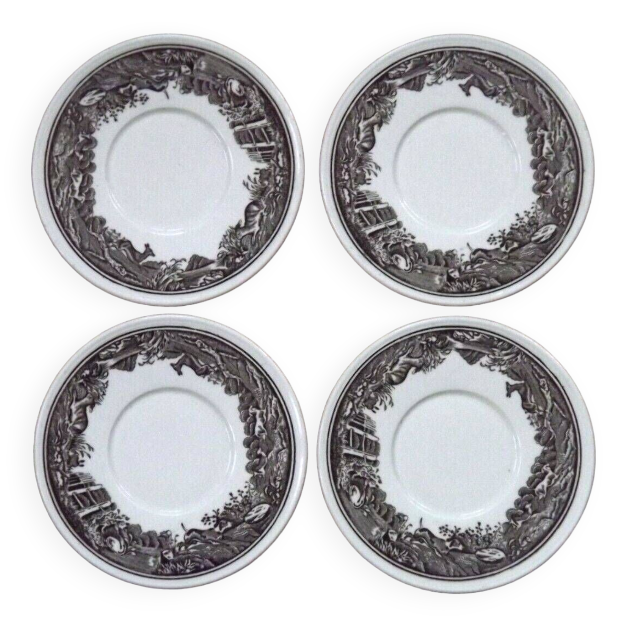Set of 4 saucers Quality Retired Villeroy & Boch Black/White Anjou Design 4656