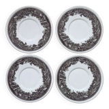 Set of 4 saucers Quality Retired Villeroy & Boch Black/White Anjou Design 4656
