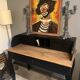 Black stepped wooden desk