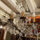 6-light chandelier with crystal pendants on bronze frame, Louis XV style