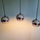 Chrome metal Eyeball suspension trio, Space Age design, 1970.